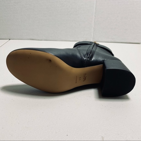$327 NIB Coach Tania Black Leather Booties Sz 6.5 - Picture 6 of 10
